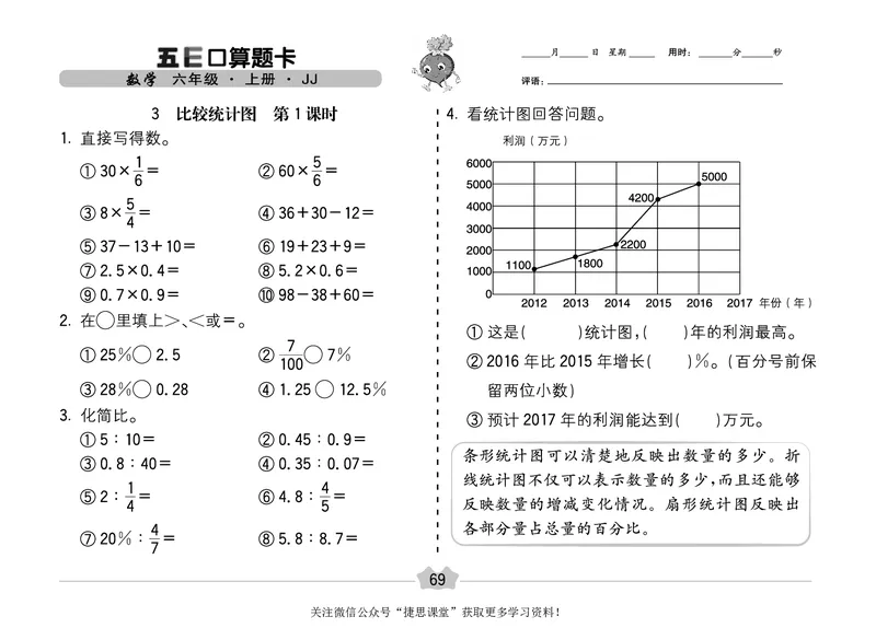 五E口算题卡六年级上册数学冀教版_1~6年级全册五E口算题卡(1)_6年级五E口算题卡