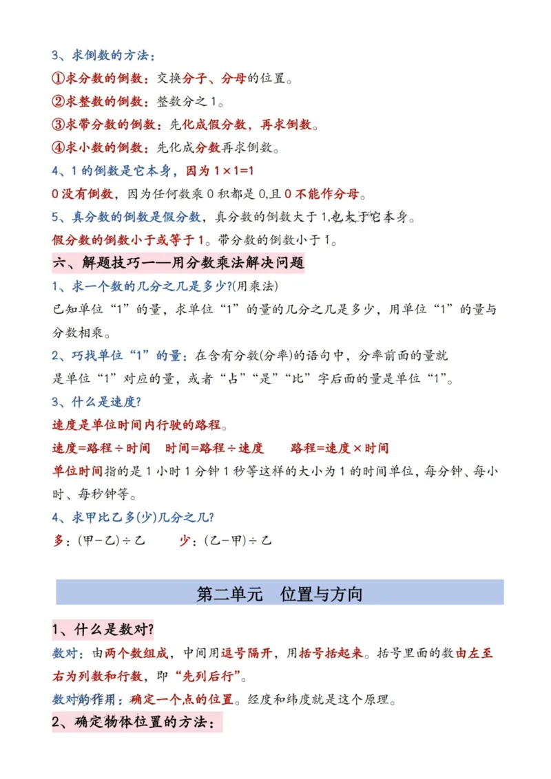 六年级上册数学暑假必备知识点汇总9页_小学全网线上同款资料_35号文件4-6上
