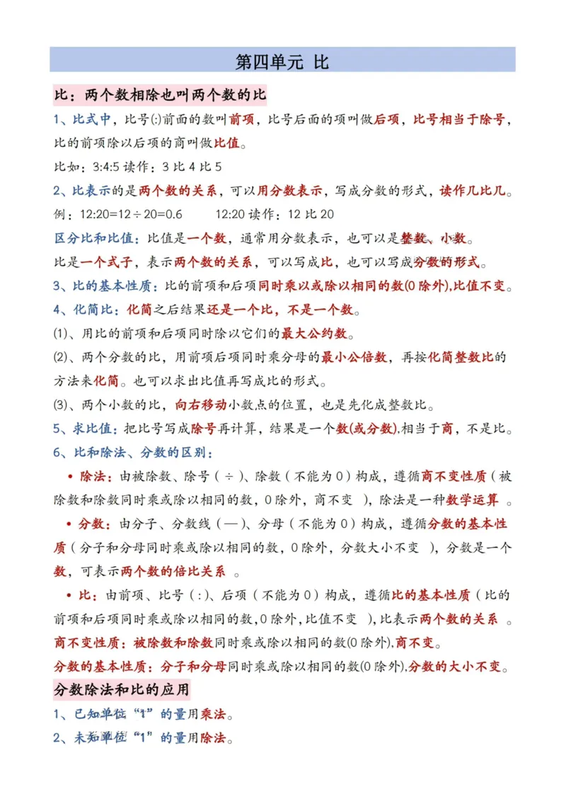 六年级上册数学暑假必备知识点汇总9页_小学全网线上同款资料_35号文件4-6上