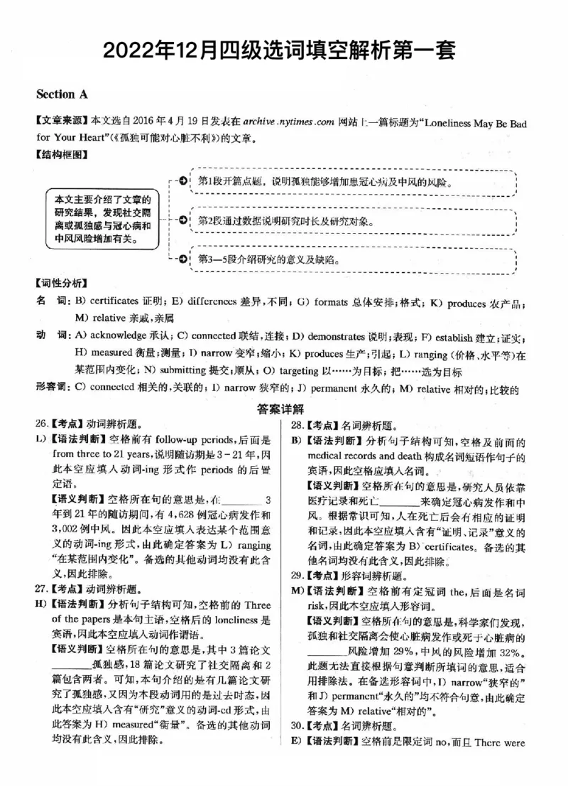 2022.12英语四级选词填空解析全3套_大学英语四级+六级_四级真题_专项_四级选词填空_四级选词填空解析