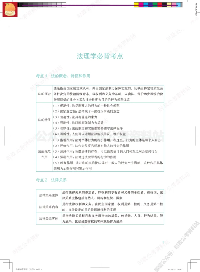 公基必背考点（法律）_军队文职(1)_03.军队文职公共课-必备知识+笔记点+讲义
