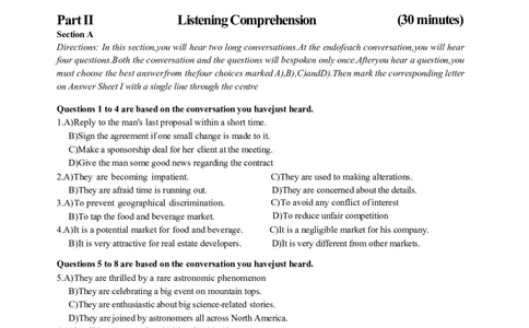2024年6月六级第一套原题_大学英语四级+六级_六级真题_六级真题_2024年06月CET6题+解+音频_2024年6月六级真题-原题