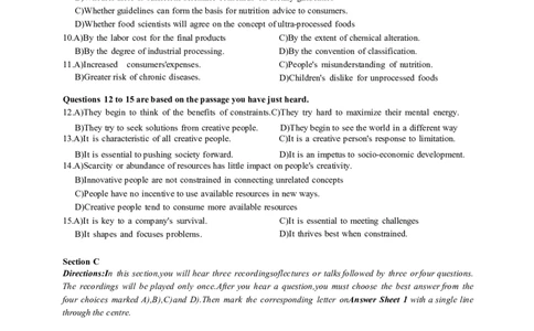 2024年6月六级第一套原题_大学英语四级+六级_六级真题_六级真题_2024年06月CET6题+解+音频_2024年6月六级真题-原题
