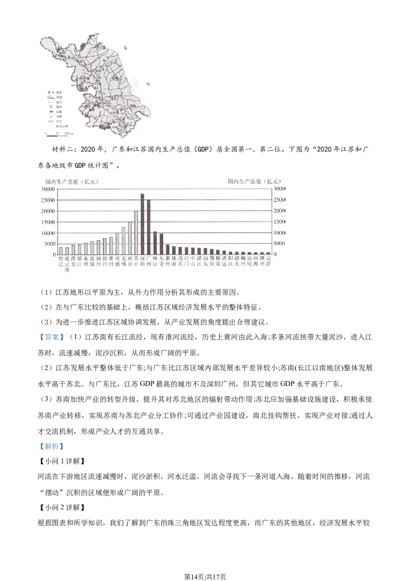 2022年高考地理试卷（江苏）（解析卷）_地理历年高考真题_新&middot;Word版2008-2025&middot;高考地理真题_地理（按试卷类型分类）2008-2025_自主命题卷&middot;地理（2008-2025）_江苏自主命题&middot;地理（2008-2025）