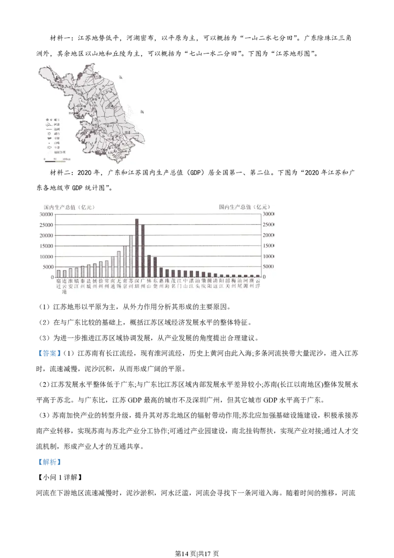 2022年高考地理试卷（江苏）（解析卷）_地理历年高考真题_新&middot;PDF版2008-2025&middot;高考地理真题_地理（按年份分类）2008-2025_2022&middot;地理高考真题