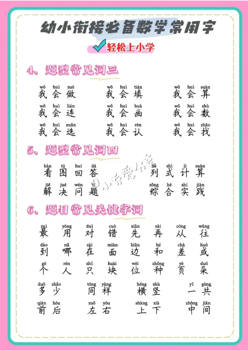 数学2、幼小衔接数学必备常用字_纯图版_小学全网线上同款资料_36号文件速算_速算_速算和思维