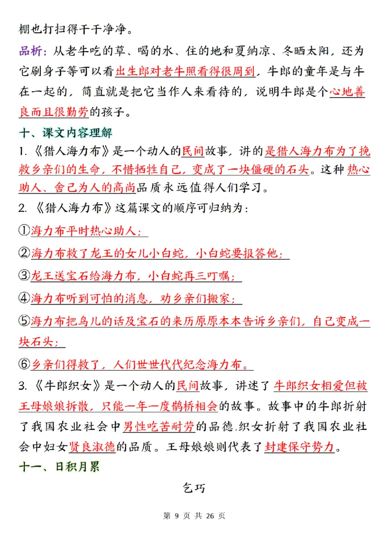 五上语文1-8单元知识点总结知识梳理26页_小学全网线上同款资料_k92_语文