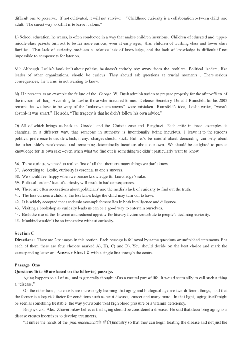 2017年12月英语四级真题（卷三）_大学英语四级+六级_四级真题_四级真题_1990年-2018年真题资料合集_2017年12月CET4题+解+音频_02、真题word版