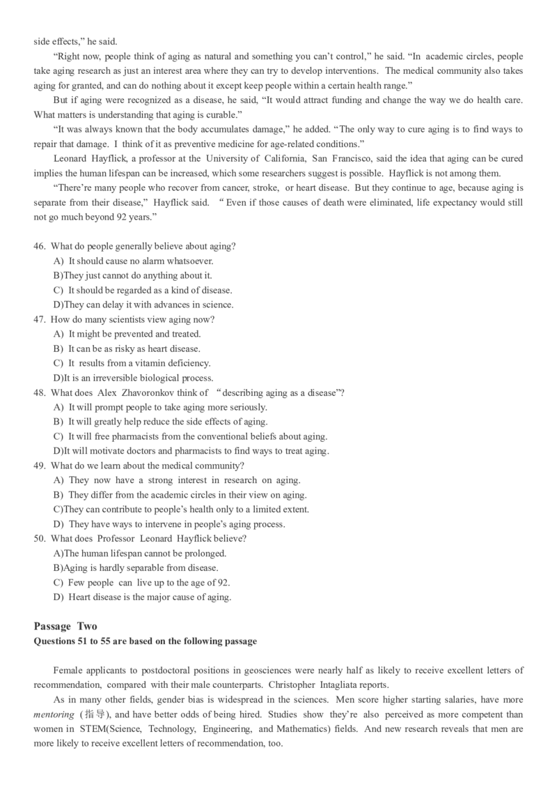 2017年12月英语四级真题（卷三）_大学英语四级+六级_四级真题_四级真题_1990年-2018年真题资料合集_2017年12月CET4题+解+音频_02、真题word版