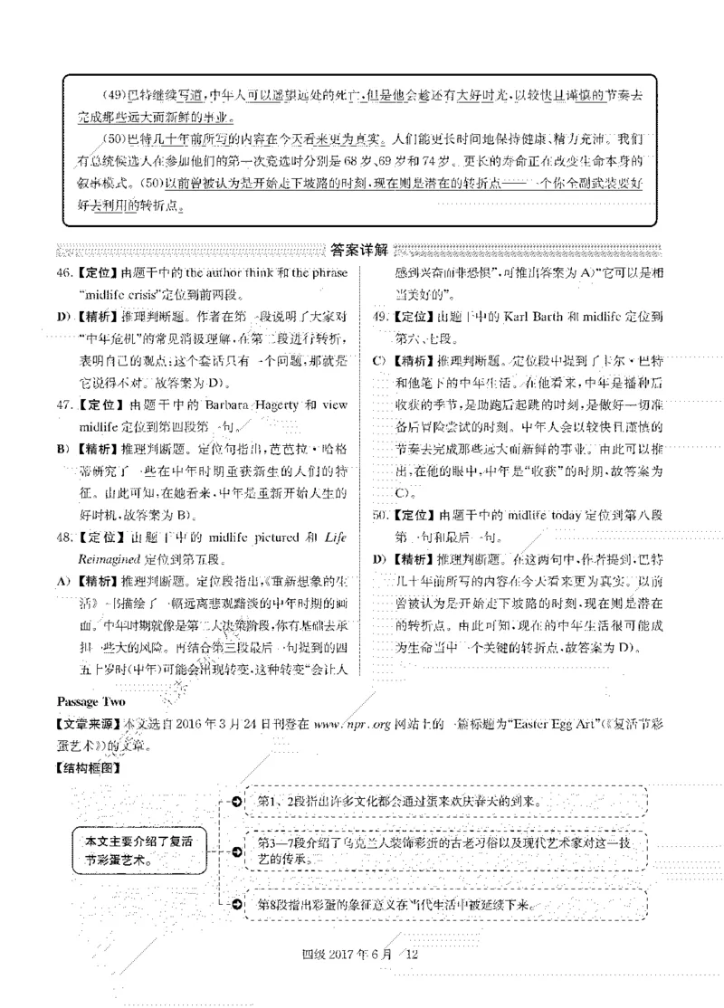 2017年06月四级阅读解析全3套_大学英语四级+六级_四级真题_专项_四级仔细阅读_四级仔细阅读解析