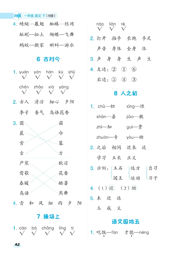 2024春典中点人教语文课前八分钟一下_一年级上下册资料_小学一年级学习资料-25年更新版_1-02、小学一年级语文下册_3-6-2-2、练习题、作业、专项、试卷_部编（人教）版_课时练