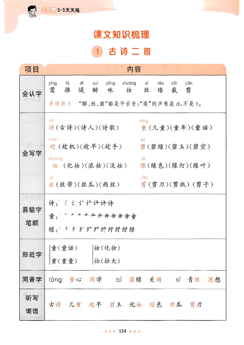 2下语文五三课堂笔记_二年级上下册资料_53黄冈多个品牌系列资料_语文