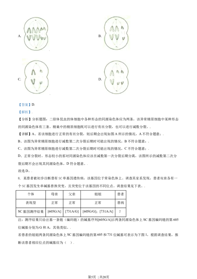 2021年高考生物试卷（天津）（解析卷）_生物历年高考真题_新&middot;Word版2008-2025&middot;高考生物真题_生物（按年份分类）2008-2025_2021&middot;高考生物真题