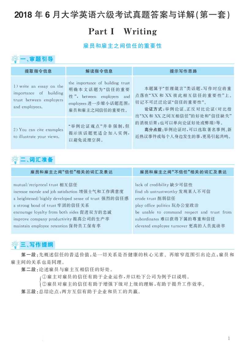 2018.06英语六级考试第1套解析_大学英语四级+六级_六级真题_六级真题_1990年-2018年真题资料合集_2018年06月CET6题+解+音频_03、答案解析