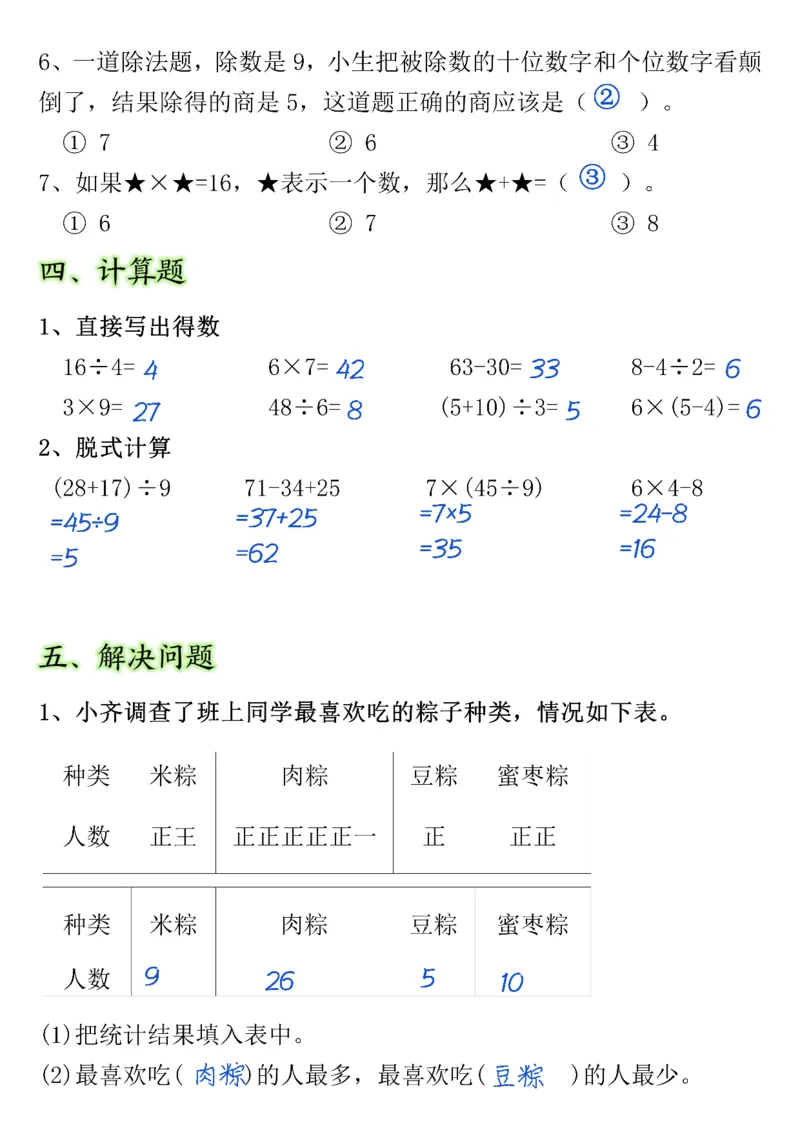 2115期中常考重点易错题二下数学_二年级上下册资料_二年级下册小红书同款资料_二下数学_二下数学