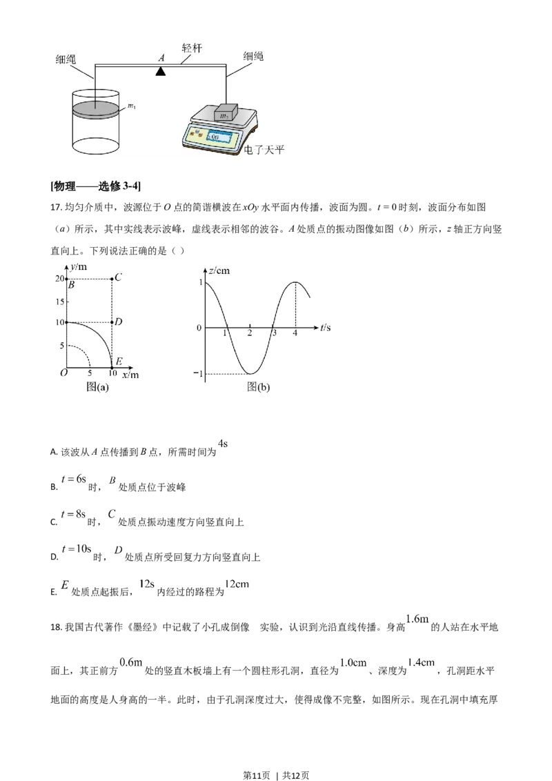 2021年高考物理试卷（湖南）（空白卷）_物理历年高考真题_新&middot;Word版2008-2025&middot;高考物理真题_物理（按年份分类）2008-2025_2021&middot;高考物理真题
