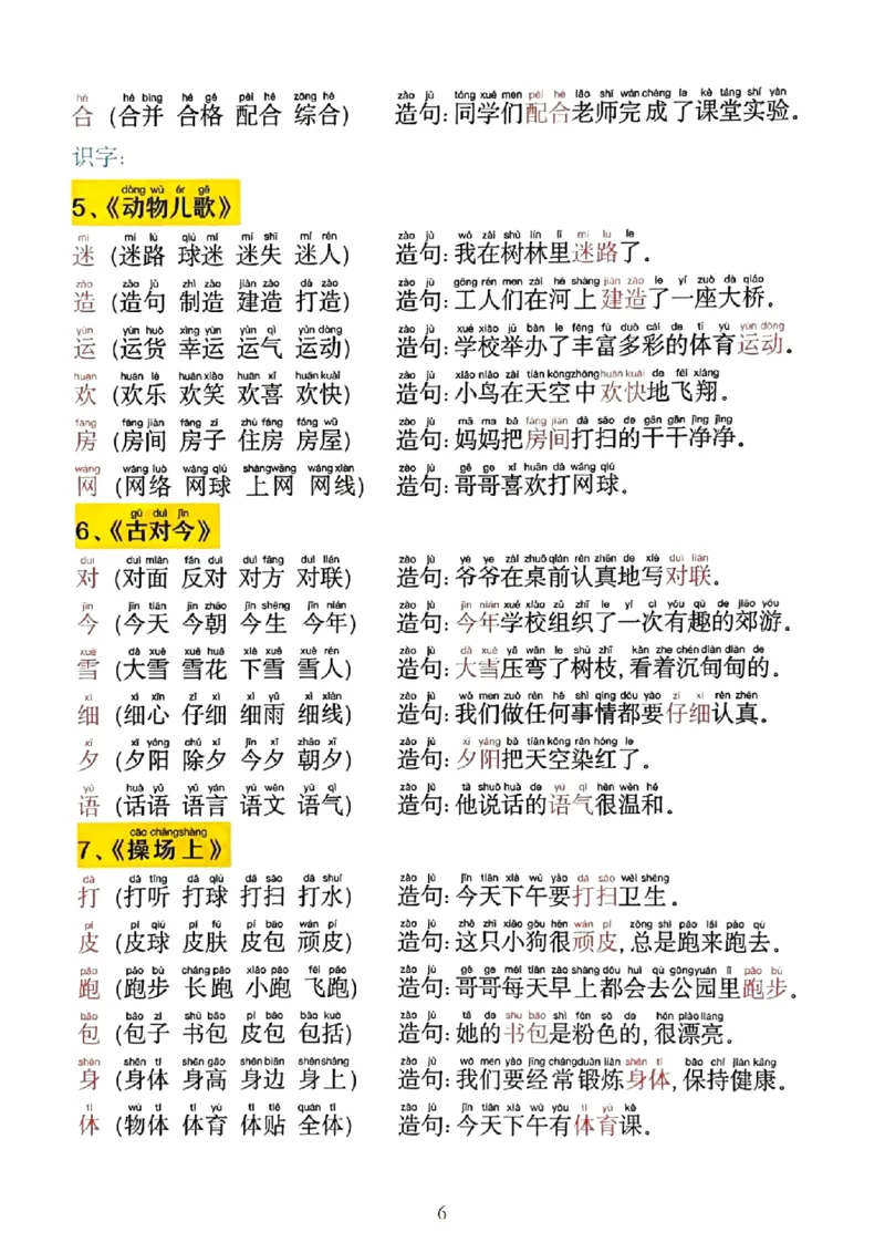 2025.1.14更新一语下同步生字拼音组词造句(1)_一年级上下册资料_一年级下册小红书同款资料_一下语文