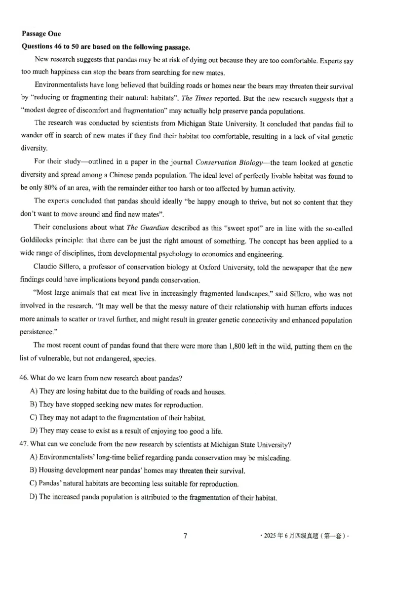 2025.06四级真题第1套_仅看译文_英译中_大学英语四级+六级_四级真题_四级真题_2025年06月CET4题+解+音频_3.2025年06月四级真题（新更）