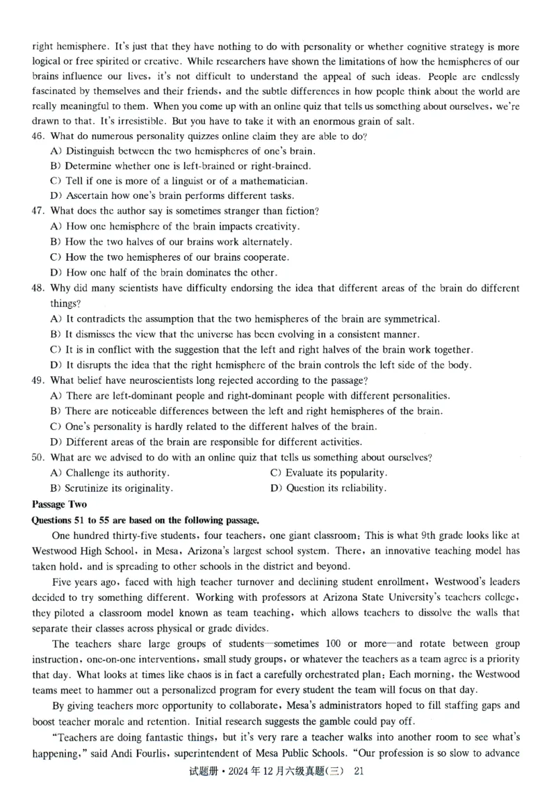 2024.12六级真题第3套_大学英语四级+六级_六级真题_六级真题_2024年12月CET6题+解+音频