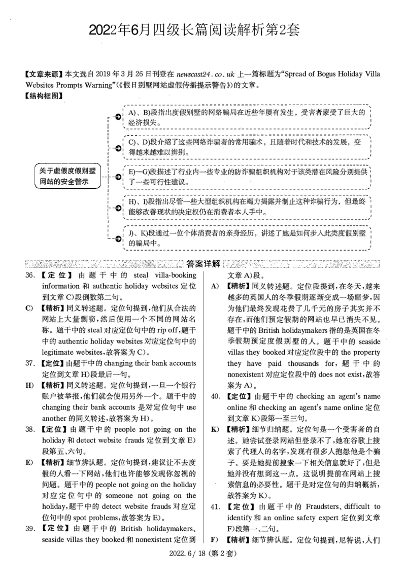 2022.06英语四级长篇阅读解析全2套_大学英语四级+六级_四级真题_专项_四级长篇阅读_四级长篇阅读解析