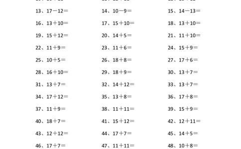 30以内混合加减第31~50篇_小学数学口算竖式脱式计算应用题一二三四五六年级上下册电_小学数学口算题库电子版（1-6）_小学数学口算一年级_口算题适合1年级(含答案）