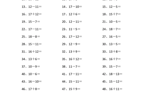 30以内混合加减第31~50篇_小学数学口算竖式脱式计算应用题一二三四五六年级上下册电_小学数学口算题库电子版（1-6）_小学数学口算一年级_口算题适合1年级(含答案）