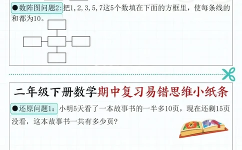 2109二下数学期中复习易错思维小纸条（含答案14页）_二年级上下册资料_二年级下册小红书同款资料_二下数学_二下数学