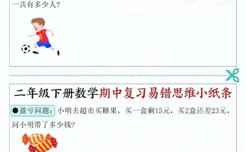 2109二下数学期中复习易错思维小纸条（含答案14页）_二年级上下册资料_二年级下册小红书同款资料_二下数学_二下数学
