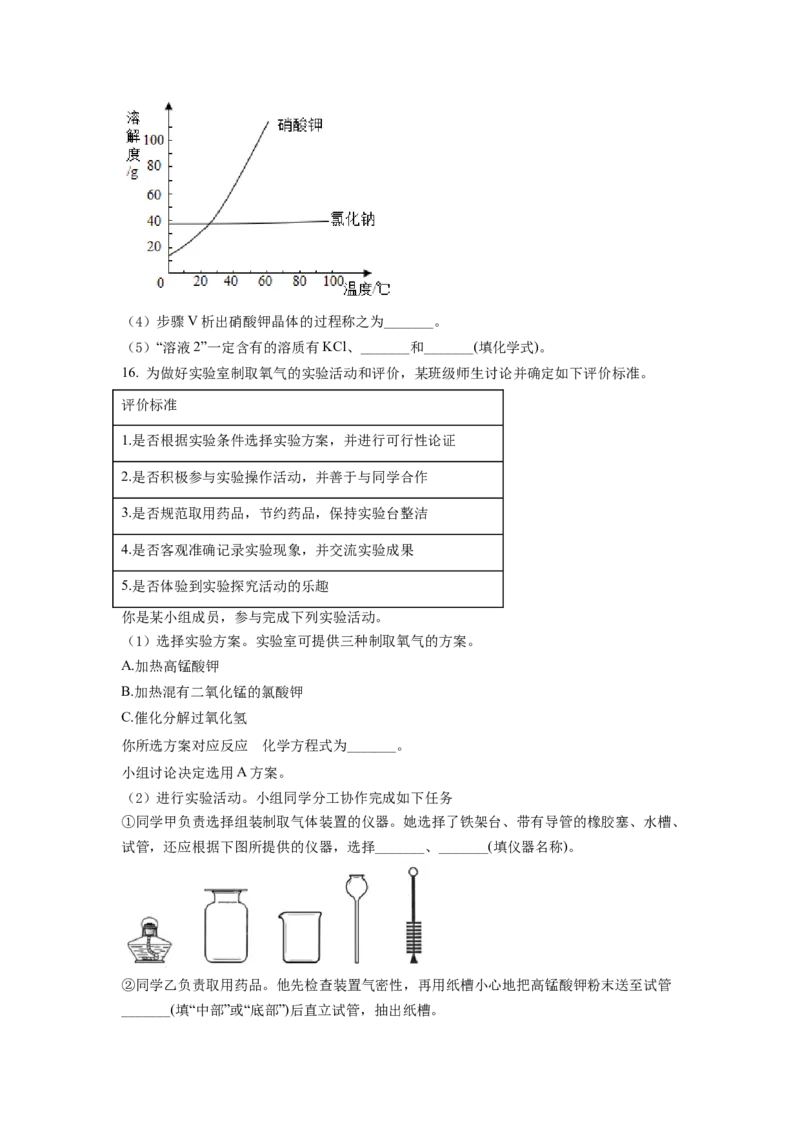 2022年福建省中考化学真题（空白卷）_福建中考1_5.福建中考化学（2017-2025）