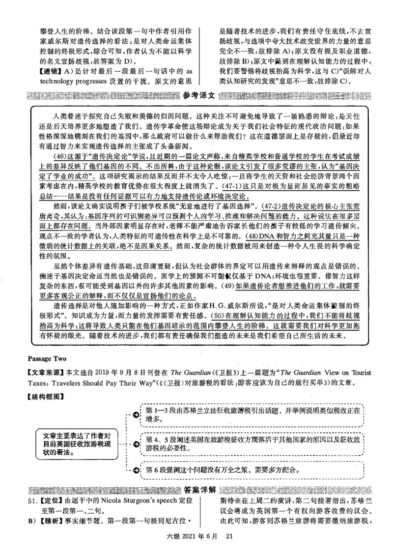 2021.06英语六级答案解析第1套_大学英语四级+六级_六级真题_六级真题_2021年06月CET6题+解+音频_03、答案解析