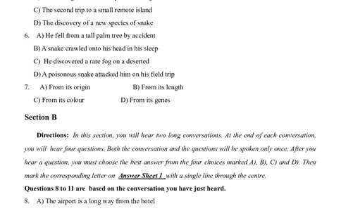 2017年6月大学英语四级真题1_大学英语四级+六级_四级真题_四级真题_1990年-2018年真题资料合集_2017年06月CET4题+解+音频_02、真题word版