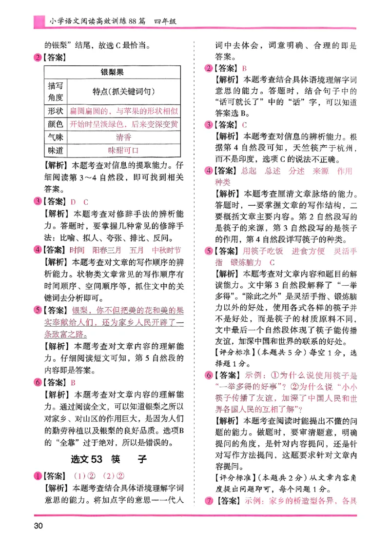 四年级木头马答案解析-副本_26版高效阅读88篇四年级