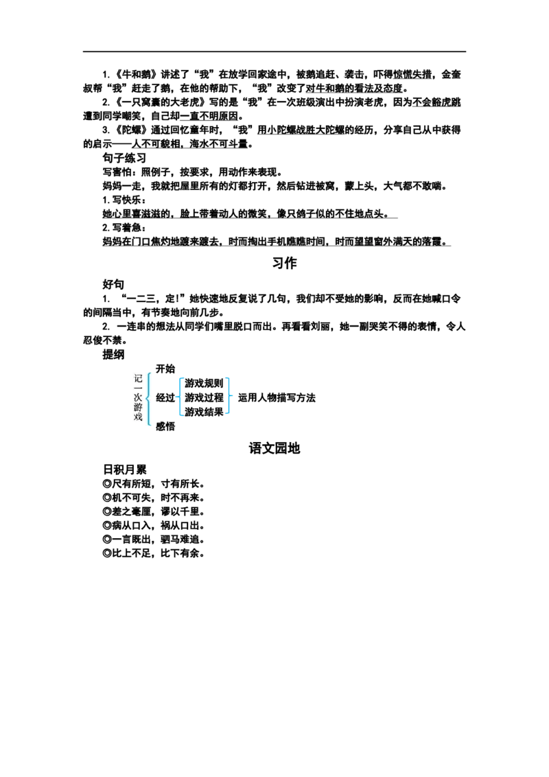 四（上）语文第六单元知识重点_上册_四（上）语文1-8单元核心重点