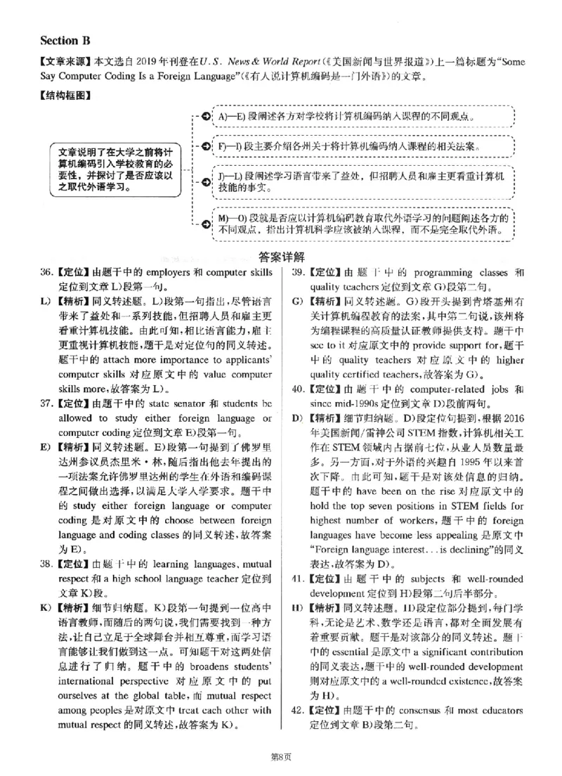 2022.09英语六级解析第1套_大学英语四级+六级_六级真题_六级真题_2022年09月CET6题+解+音频_03、答案解析