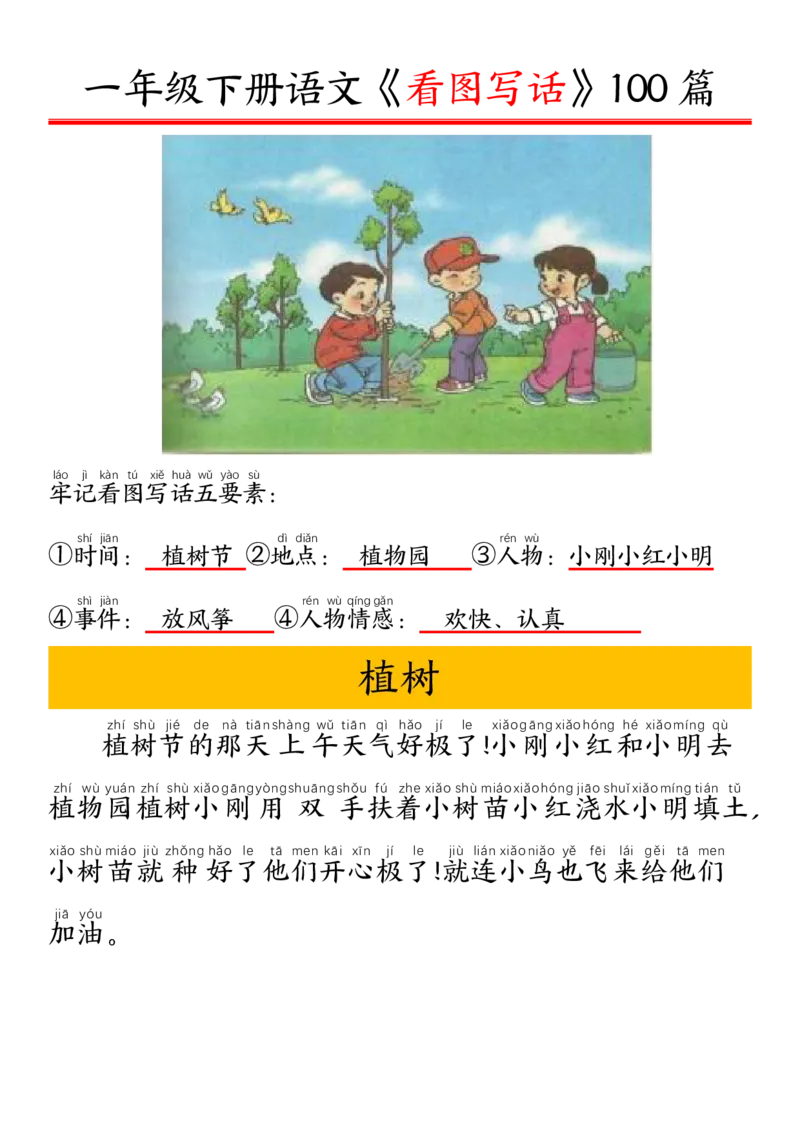 327一年级下册精编版看图写话100篇&mdash;&mdash;拼音版_一年级上下册资料_一年级下册小红书同款资料_一下语文_一年级下册免费资料库_一年级下册免费资料库