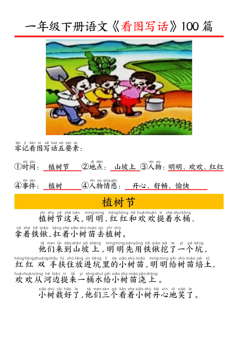 327一年级下册精编版看图写话100篇&mdash;&mdash;拼音版_一年级上下册资料_一年级下册小红书同款资料_一下语文_一年级下册免费资料库_一年级下册免费资料库