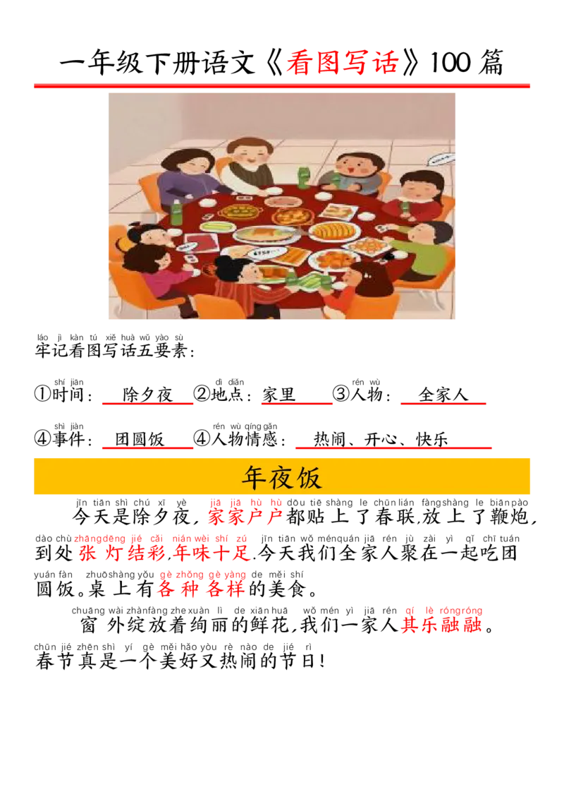 327一年级下册精编版看图写话100篇&mdash;&mdash;拼音版_一年级上下册资料_一年级下册小红书同款资料_一下语文_一年级下册免费资料库_一年级下册免费资料库