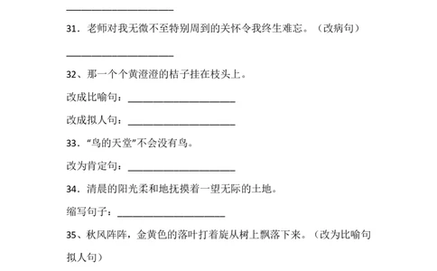 四（上）语文按要求写句子专项练习_上册_四（上）语文期末专项练习文件夹