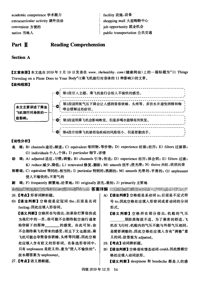 2019.12英语四级解析第3套_大学英语四级+六级_四级真题_四级真题_2019年12月CET4题+解+音频_03、答案解析