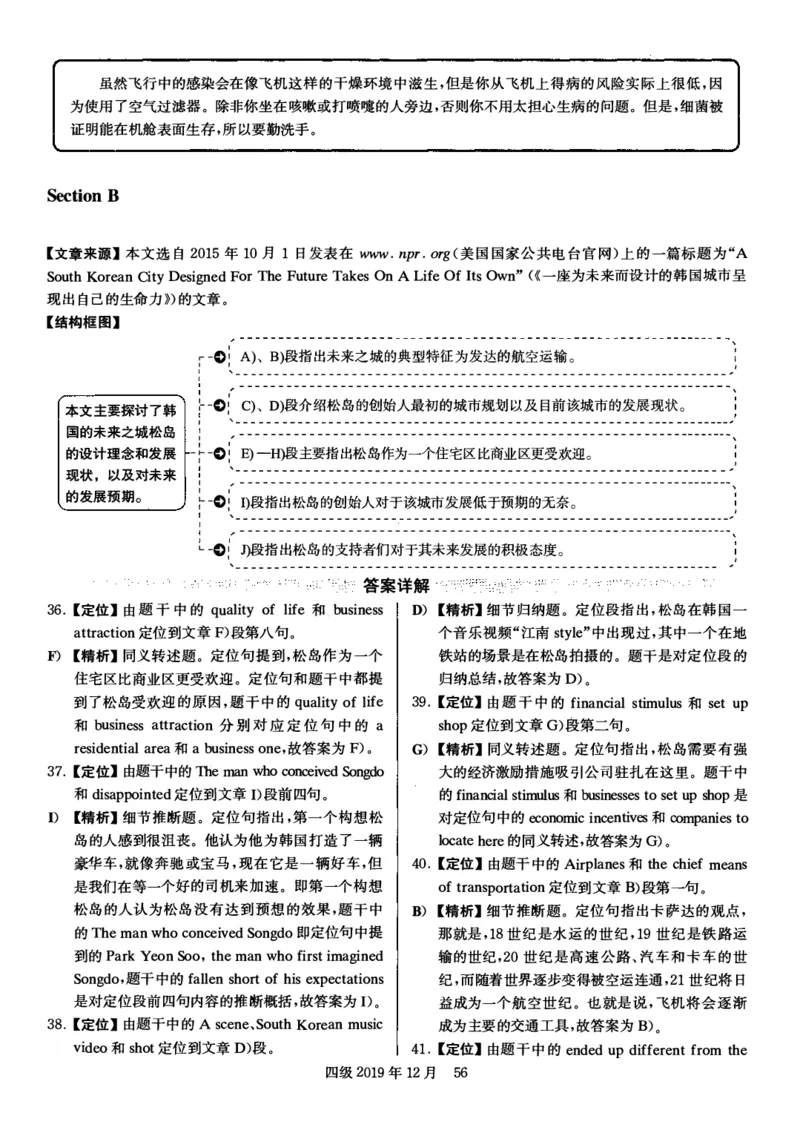 2019.12英语四级解析第3套_大学英语四级+六级_四级真题_四级真题_2019年12月CET4题+解+音频_03、答案解析