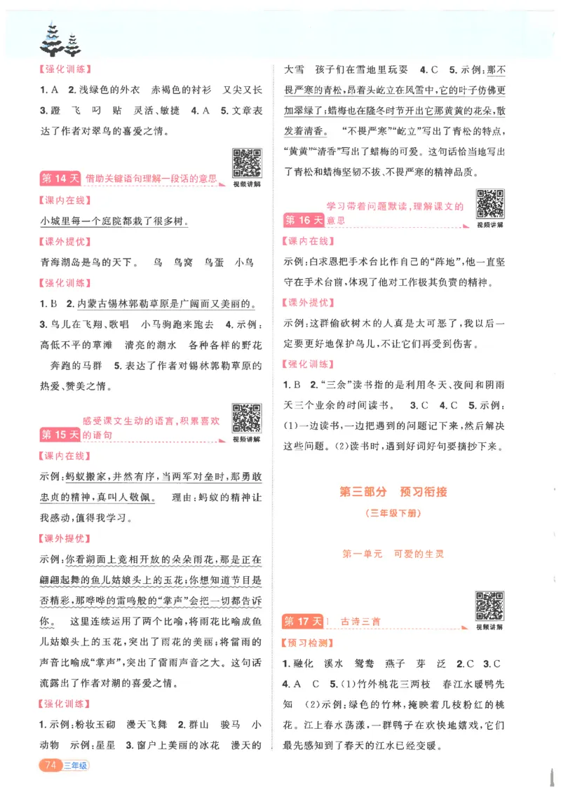 25版《阳光同学寒假衔接》语文3年级_三年级上下册资料_53黄冈多个品牌系列资料_语文