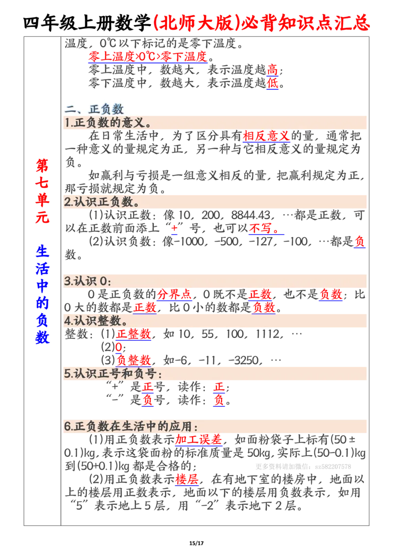 四上北师大版数学必背知识点汇总（17页）_小学全网线上同款资料_11号