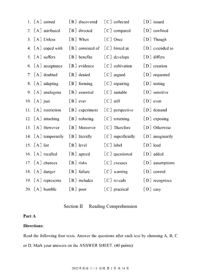 2022年考研英语一真题可复制搜索查词_考研英语真题_考研英语（一）历年真题_❤️2.2010-2024年考研英语一真题及解析_01、真题部分