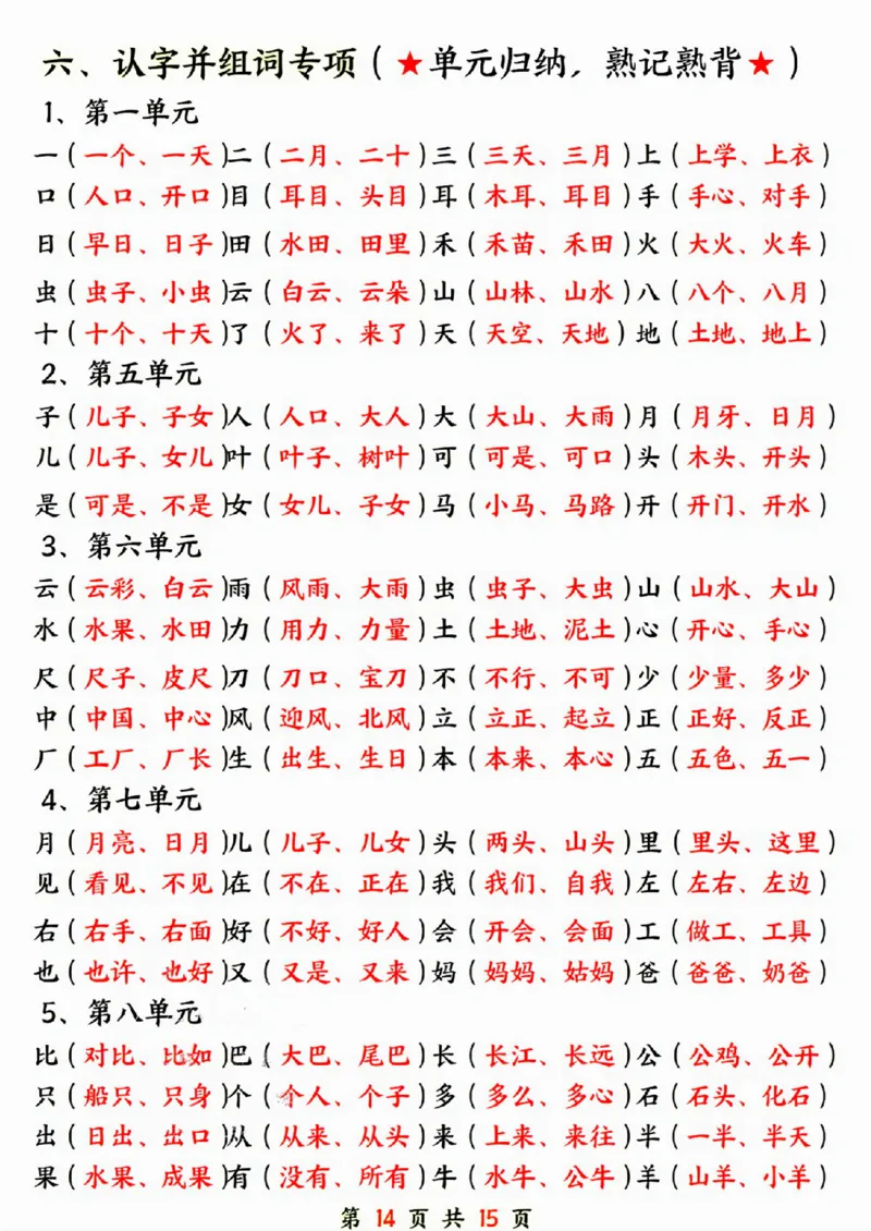 24年一上语文期末总复习六大专项-SY_一年级上下册资料_一年级下册小红书同款资料_一下语文