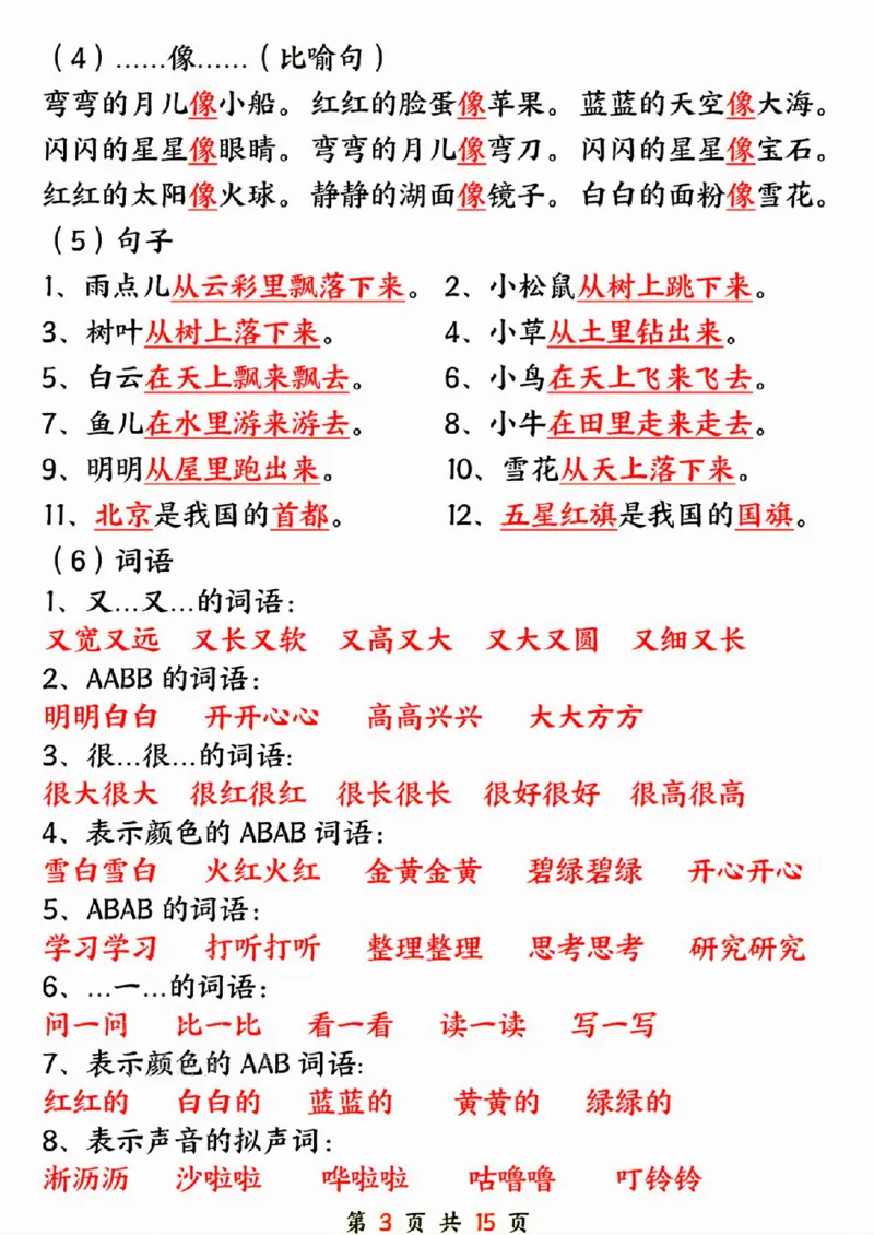 24年一上语文期末总复习六大专项-SY_一年级上下册资料_一年级下册小红书同款资料_一下语文