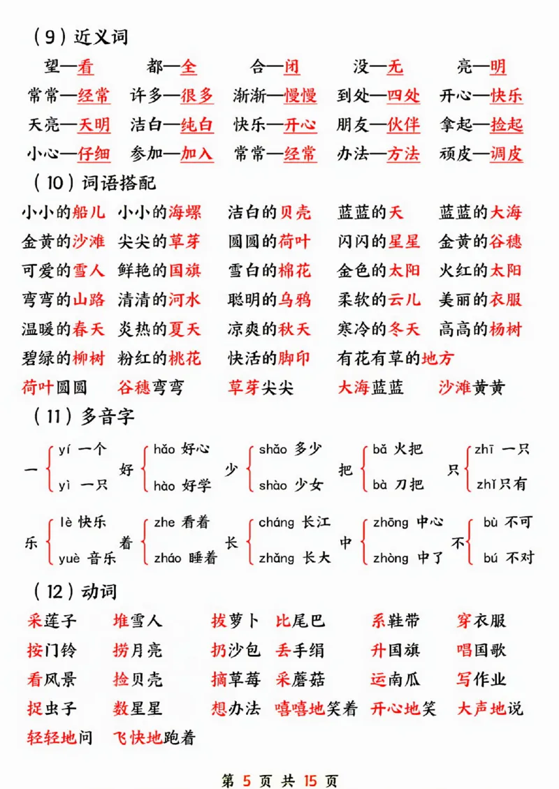 24年一上语文期末总复习六大专项-SY_一年级上下册资料_一年级下册小红书同款资料_一下语文