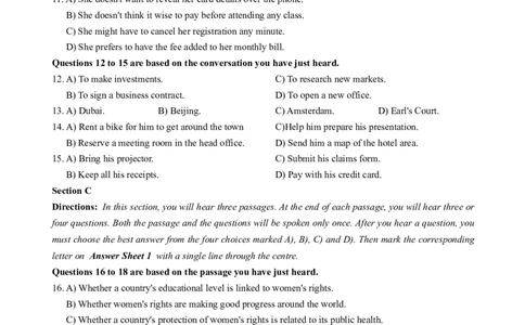 2022.12四级真题第1套_大学英语四级+六级_四级真题_四级真题_2022年12月CET4题+解+音频_02、真题word版