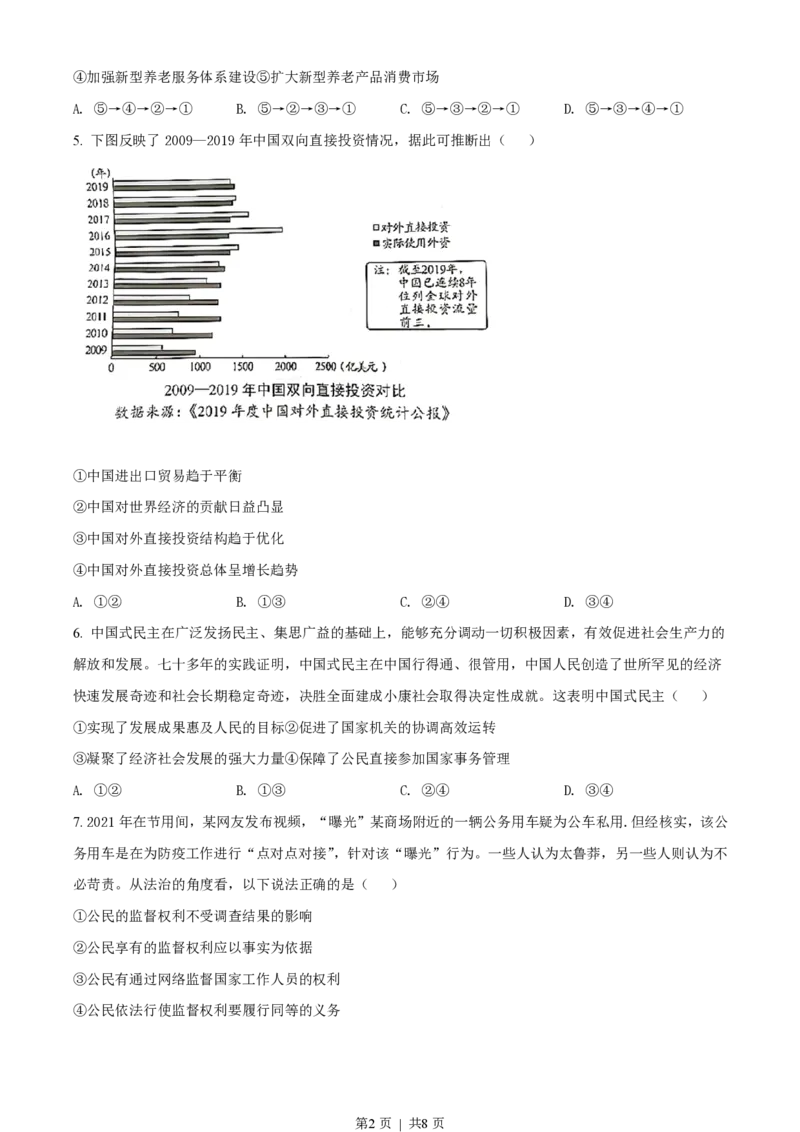 2021年高考政治试卷（湖北）（空白卷）_政治历年高考真题_新&middot;PDF版2008-2025&middot;高考政治真题_政治（按省份分类）2008-2025_2008-2025&middot;（湖北）政治高考真题