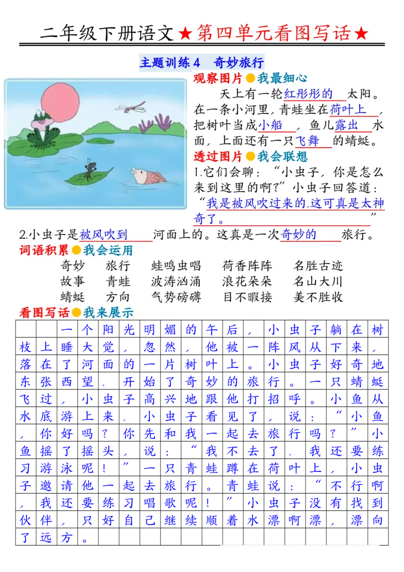 2039第四单元看图写话写话指导二下语文_二年级上下册资料_二年级下册小红书同款资料_二下语文_二下语文