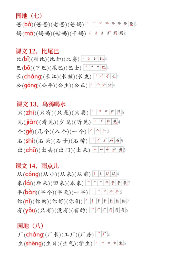 24年新版一年级上册语文《生字小贴贴》_一年级上下册资料_小学一年级学习资料-25年更新版_1-01、小学一年级语文上册_01、知识汇总_课课贴